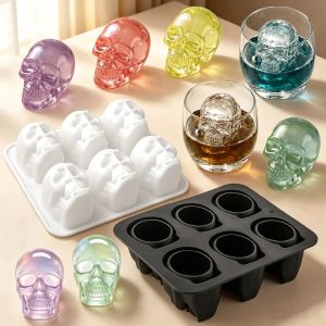 Halloween Mini Skull Design Ice Grid Mold 6 or 10-Cell Silicone Ice Cube Mold Silicone Chocolate Moulds Kitchen Bakeware