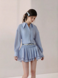 AIVEI | French Romantic Style High Waist Ruffle Chiffon Dress