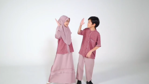 Nibras Sarimbit Areta Gamis Anak Perempuan Warna Pastel Green Navy Maroon Set Hijab Lebaran 2025