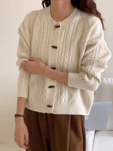 เสื้อคาร์ดิแกนถักหนาสำหรับผู้หญิง ฤดูใบไม้ร่วง 2025 เสื้อชั้นในแฟชั่น เสื้อคลุมกันหนาวแบบสวมหัว แขนยาว ปกติ ปกติ