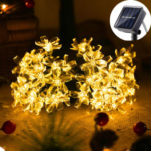 Outdoor Solar Fairy String Light 5/7/12M Sakura Garlands Peach Flower CherryLED Lamp For Wedding Party Garden Christmas Decor
