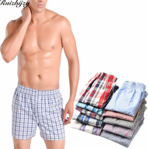  Ruizhijzg Plus Size Mens Underwear Beach Short Pants Gentlemen Boys Boxer Summer HomeWear Stripe  Men Brief Trunk  Loose Breathable Boxer Shorts