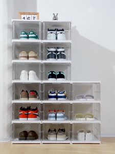 Shoe Box Organizer Shoe Rack Storage Hard Case With Cover Transparent Foldable Shoes Cabinets Waterproof Drawer Shoe Box