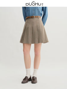 DUSHU | Asymmetrical Pleated A-Line Flare Dress Autumn High-Waist
