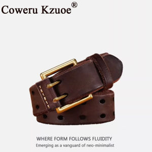 Vintage Carved Pattern Smooth Buckle Mens Jeans Belt Leather
