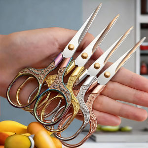 Retro Multi-Functional Stainless Steel Scissors for Sewing Graphics Office Embroidery - Tea Aesthetic Craft Knitting Scissors