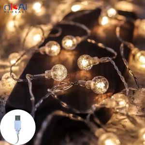 Outdoor USB Bubble Ball Light String LED Waterproof Light Camping Courtyard Christmas Party Festival Decoration Atmosphere Light