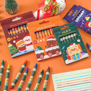 8/12 Colors Crayons Creative Cartoon Christmas Pens Drawing Non-Toxic Oil Pastels Kids Gifts Student Pastel Pencils Art Supplies