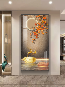 Modern Luxury Entrance Decorative Artwork Hallway Corridor End Wall Hanging Popular Home Decoration Crystal Animal Pattern New Chinese Style