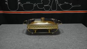 Luxury Gold/Silver Chafing Dish Buffet Food Warmer Display Rectangular Casserole Display