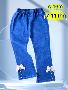 Celana Jeans Anak Perempuan Motif Mutiara Pinggang Elastis Usia 1-10 Tahun