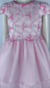 Big Joy Girls Casual Dress Claire  with Embroider Flower Design with lace Pink for Ages 6 to 12 Years old 553168
