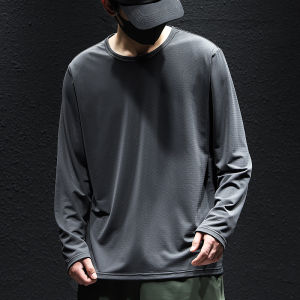 Ice Silk Mesh Weight-Catcher Long Sleeve T-shirt Mens Quick-Drying Loose plus Size plus Size Sports Tops Running Summer Thin T