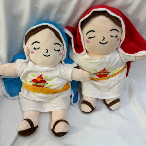 Maria Blue Breathing Jesus Doll Lighting Music Plush Toy Easter Christmas Gifts for Boy and Girl