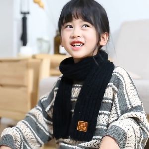 Winter Children Soft Knitting Wool Thermal Scarf Boys Girls Outdoor Warm Kids Solid Labeled Scarfs