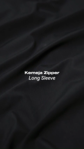 BROGUY Kemeja Zipper Pria Simple Lengan Panjang Army