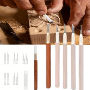FNICEL | Wood Carving Knives KitHexagonal Handle Carving Tool With 10pcs BladesKnives Woodworking Scribe Tool Marking Knife Woodworking