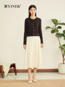 Mocha Mousse Color Salt Stripe Shimmer Wool Winter Sweater