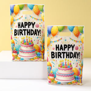 10/25/50pcs Happy Birthday Pattern Multi-color Printed Gift Bag Birthday Cake Pattern Gifts Candy Bags Birthday Party Supplies