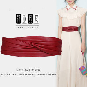 Panda SJK Belt for Women Wide Waistband Elastic Leather Ladies Dress Coat Accessories Clothes Korean Style Fashion 2024 INS Pin Strap tali pinggang perempuan