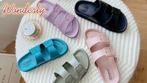 2062-WL2 [WONDERLY] Sendal Jelly Sandal Wanita Rumahan Sandal Selop Sandal Flatbed Sandal Tali 2 Sandal 2 Baris Sandal Birken