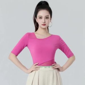 Women Mesh Latin Dance Top Adult Samba Standard Ballroom Modern Dance Practice Competition Stage Performance Outfit