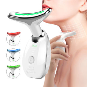 Electric Microcurrent Wrinkle Remover LED Photon Face Neck Beauty Device for Woman EMS Thermal Neck Lifting and Tighten Massager