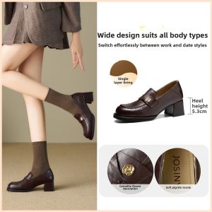 Josiny | Vintage Thick Heel Loafer Shoes