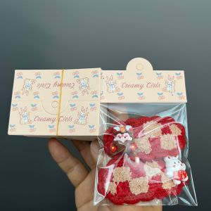 Pink Cherry Rabbit Fold Packaging Clamp 8 * 6cm Ornament Card DIY Accessories Hanging Card Paper Bag