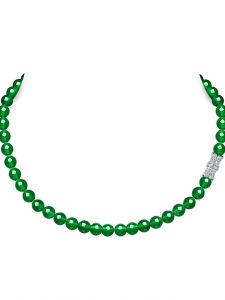 AILEQ | Natural Chalcedony Silver Inlaid Necklace