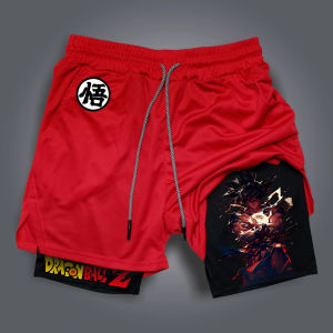 Dragon Ball GOKU Vegeta Anime Printed Double Layer Shorts 2025 American Summer Mens and Womens Fashion Sports Shorts