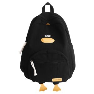 MOJOYCE Cartoon Duck Backpack Kawaii Aesthetic Backpack Corduroy School Backpack Bookbag for Teens Women Student