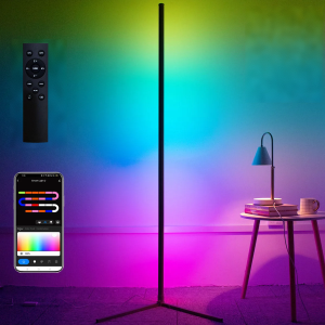 160cm Smart APP Corner Floor Lamp Dimmable RGB LED Modern Mood Lighting Music Stand Lights for Bedroom Gaming Living Room Decor