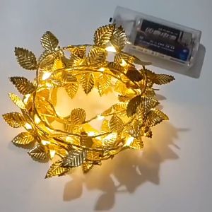 Multi Purpose Simulation Golden Leaf Rattan Led Festival Decorative Light Belt For Festivals Decorative Light