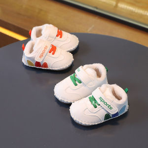 Baby Shoes Do Not Fall off 3-8-12 Months Autumn and Winter Soft Soled Velvet 1 Year Old Men and Women Keep Baby Warm Pre-Toddler Shoes