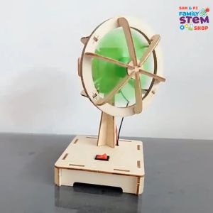 Bộ đồ chơi lắp ráp STEM - Mô hình quạt gỗ DIY chạy pin AA. Đồ chơi giáo dục khoa học thú vị cho bé sáng tạo. STEMSANPI