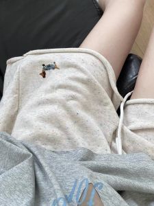 plus Size Summer New Korean Style Dog Print Drawstring Loose Womens Shorts Breathable Polyester Cotton Blend Wide Leg Pants