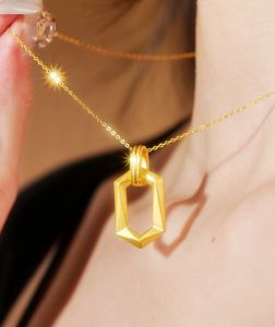 ZHOU LIU FU 周六福 สร้อยคอจี้ทอง 99% 24K Real Gold Pendants Elegant Geometric Dainty Jewelry for Women Her Men Father Mother Day Birthday Anniversary (Not Include necklace) A0415055