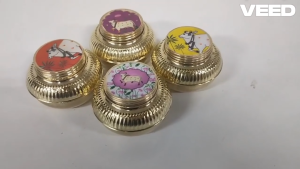 Pichwai and Kolam Design Metal Haldi Kumkum Holder | Traditional Pooja Container for Kumkum Manjal Festive Gifting & Décor (Pack of 1 Pc)