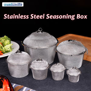 JustLiving Twist Lock Mesh Tea Ball Tea Strainer Filter Spice Infuser Chained Lid Leak-Proof Stainless Steel Tea Infuser and Cooker for Soup/ Hot Pot and Kitchen Use Shape Spice Seasoning Bag