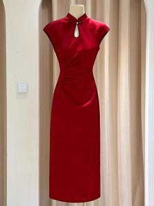 Red Chinese Style Engagement Dress Improved Cheongsam Wedding Dress Slimming Return Home Suit Formal Evening Gown Princess Style