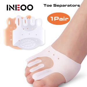 INEOO พื้นรองเท้าบรรเทาอาการเจ็บปวดรองเท้าที่คั่นนิ้วเท้าเจลแผ่นรองกระดูกฝ่าเท้าซิลิโคนฝ่าเท้าหน้ากันแผ่นกันลื่น1คู่
