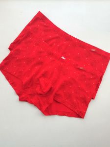 Red Modal Antibacterial Low Waist Boxer Shorts for Men Wedding Underwear Comfortable Breathable Flat Angle Pants LUNILAI