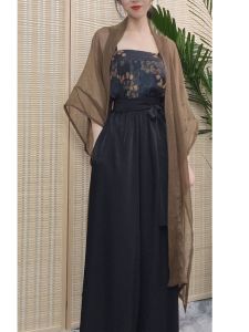 Original Hanfu Song Dynasty Longshan Temple Half Sleeve Summer Style Womens Clothing Polyester Fiber 100% Online Sales