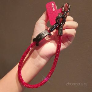 Zhenge Luxury Crystal Phone Strap Womens New Year Red Diamond Chain Bag Decoration Mobile Phone Case Lanyard Short Handheld Anti-Loss