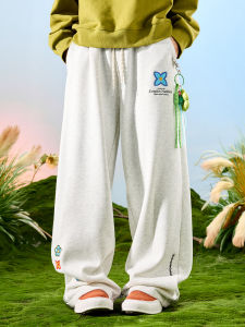 Embroidered Loose Fit Corduroy Jogger Pants Mens
