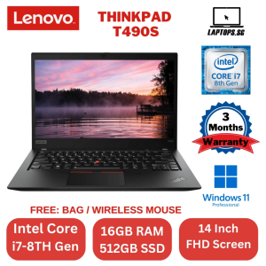 Lenovo ThinkPad T490s Refurbished Laptop | Intel Core i7 8th Gen | 16GB RAM | 256GB/512GB SSD | 14” FHD Display | Windows 11 Pro