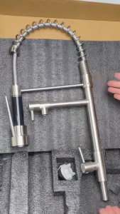 BAOKEMO Pull-Out Cold Water Kitchen Faucet with Sprayer Dual Function Spring Stainless Steel Sink Faucet