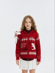 Cute Hooded Bear Design Childrens Cardigan