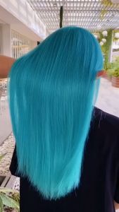 (FREE bleach set) Direct Turquoise Hair Color Kit (10minutes )100ml+Free Bleach&Peroxide(100ml) Blue green hair biru hijau dye rambut peacock green hair dye permanent dye Muslim friendly peacock hair
